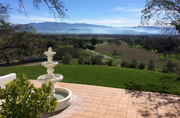 estate terrace with a fountain